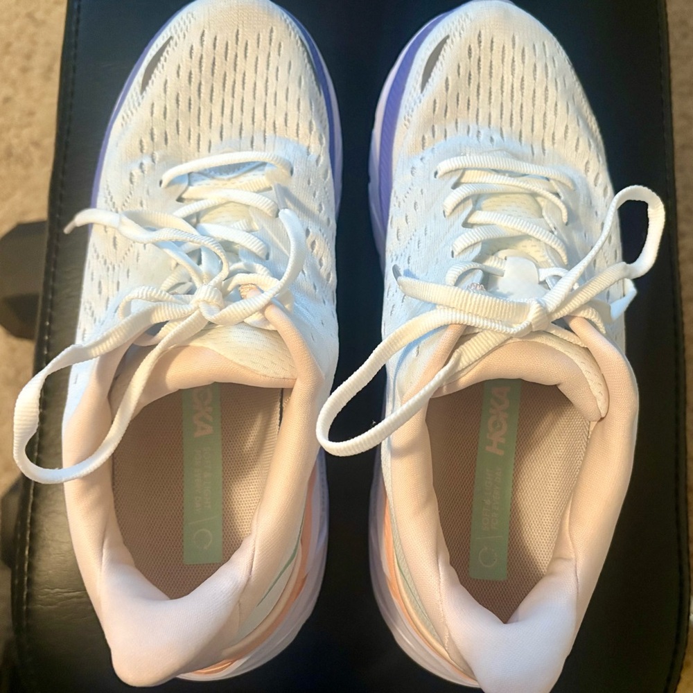 Hoka Men’s Clifton8 White and Lavender Athletic Shoes sz 8D - Picture 7 of 12